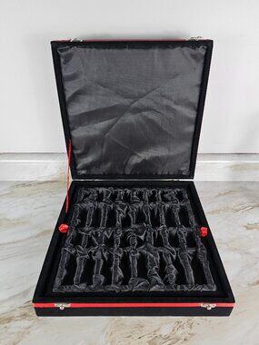 Chess set storage box Only, black velvet case for chess board and pieces storage